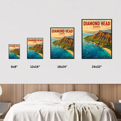 Diamond Head Crater Vintage Travel Poster