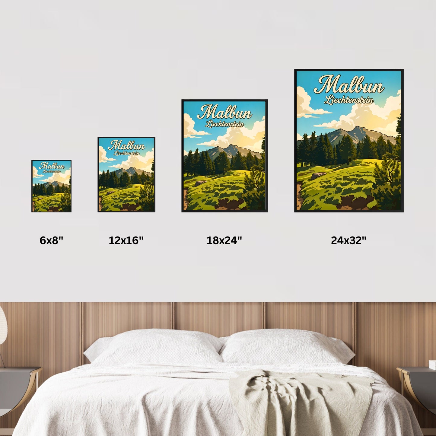 Malbun Vintage Travel Poster - Mountain Sunset View