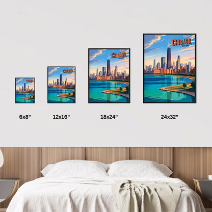 Chicago Vintage Travel Poster - Lakefront City View