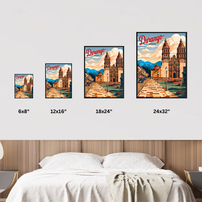 Durango, Mexico Vintage Travel Poster - Captivating Cathedral
