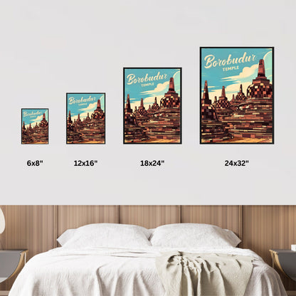 Borobudur Temple Vintage Travel Poster - Indonesia