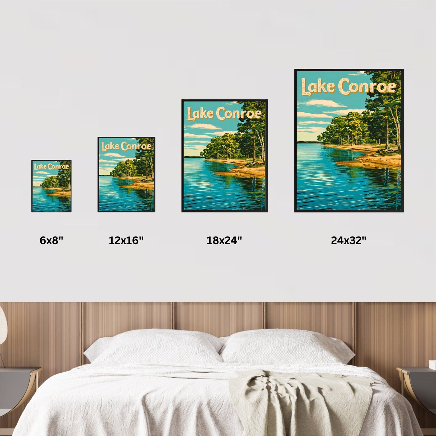 Lake Conroe Vintage Travel Poster - Tranquil Lake