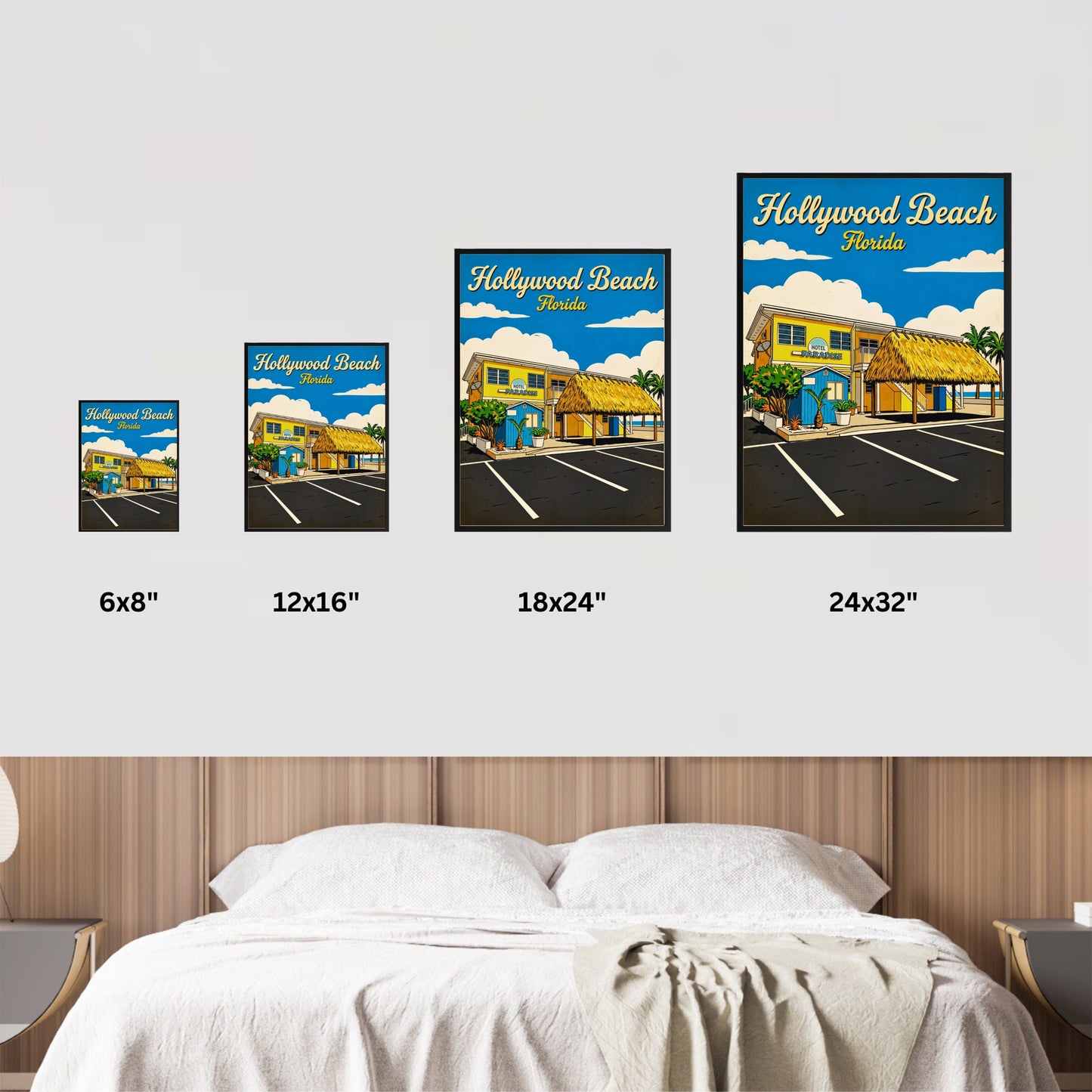 Hollywood Beach Vintage Travel Poster - Hotel Paradise by the Sea