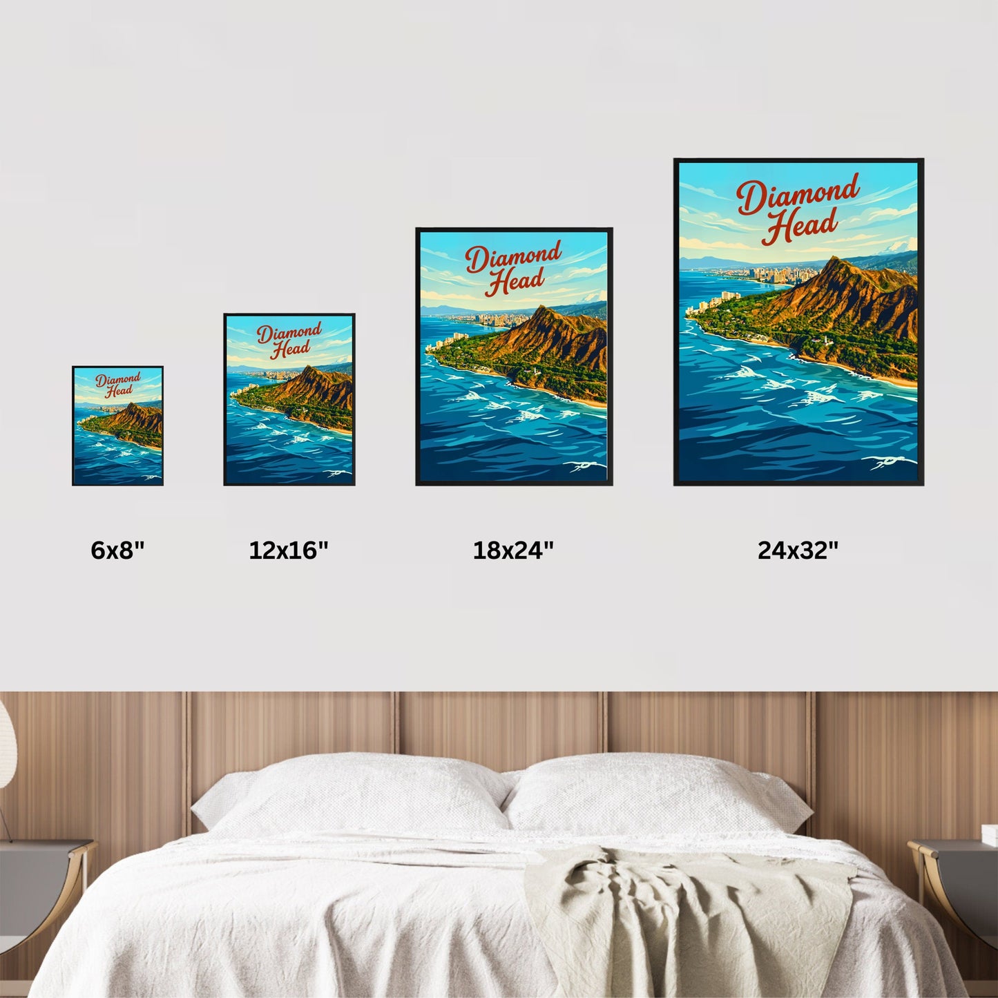 Diamond Head Vintage Travel Poster - Hawaii Landmark