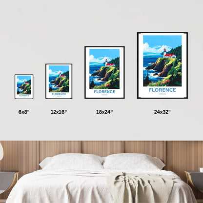 Florence Oregon Travel Poster - Captivating View of Heceta Head Lighthouse