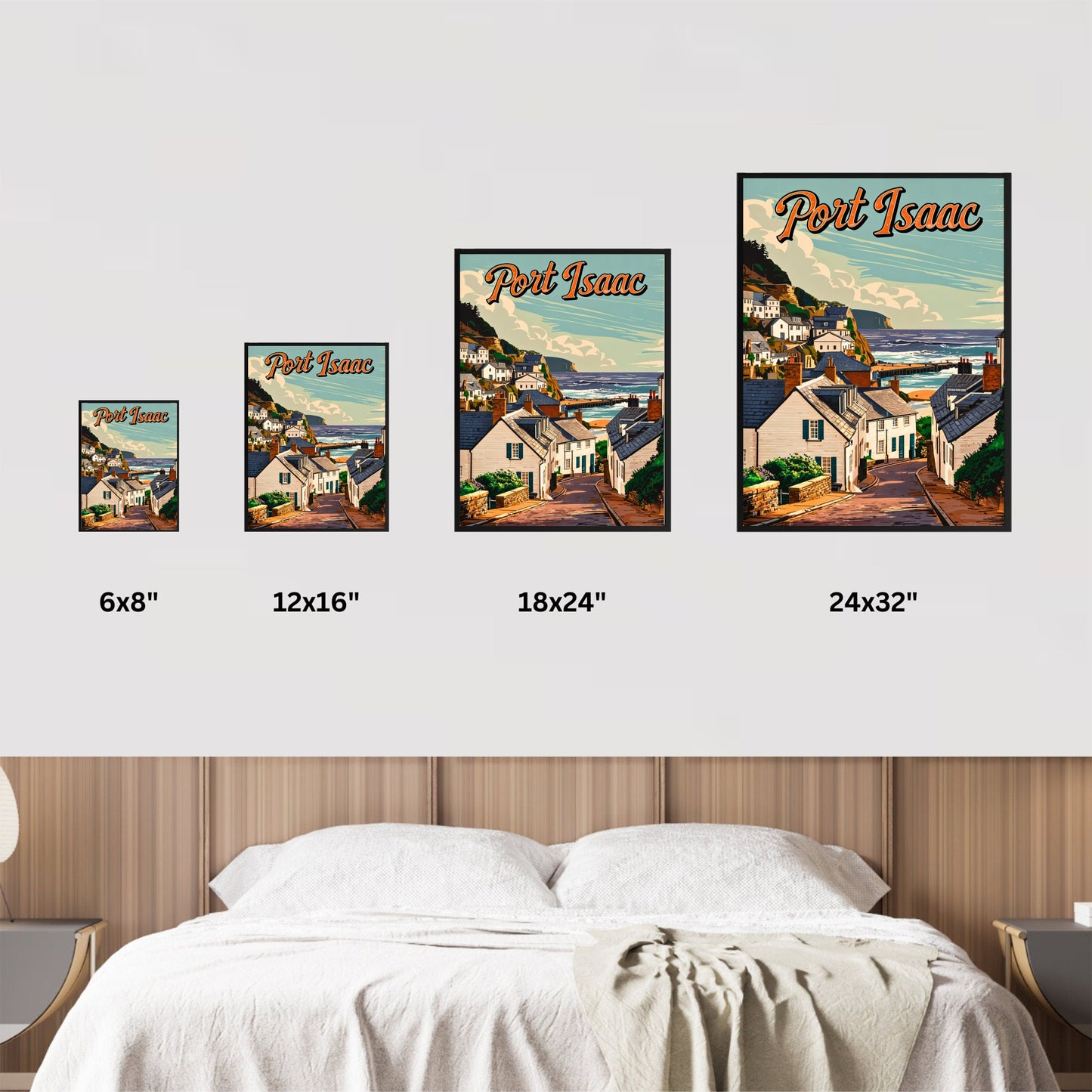 Port Isaac Vintage Travel Poster - Captivating Coastal Village View