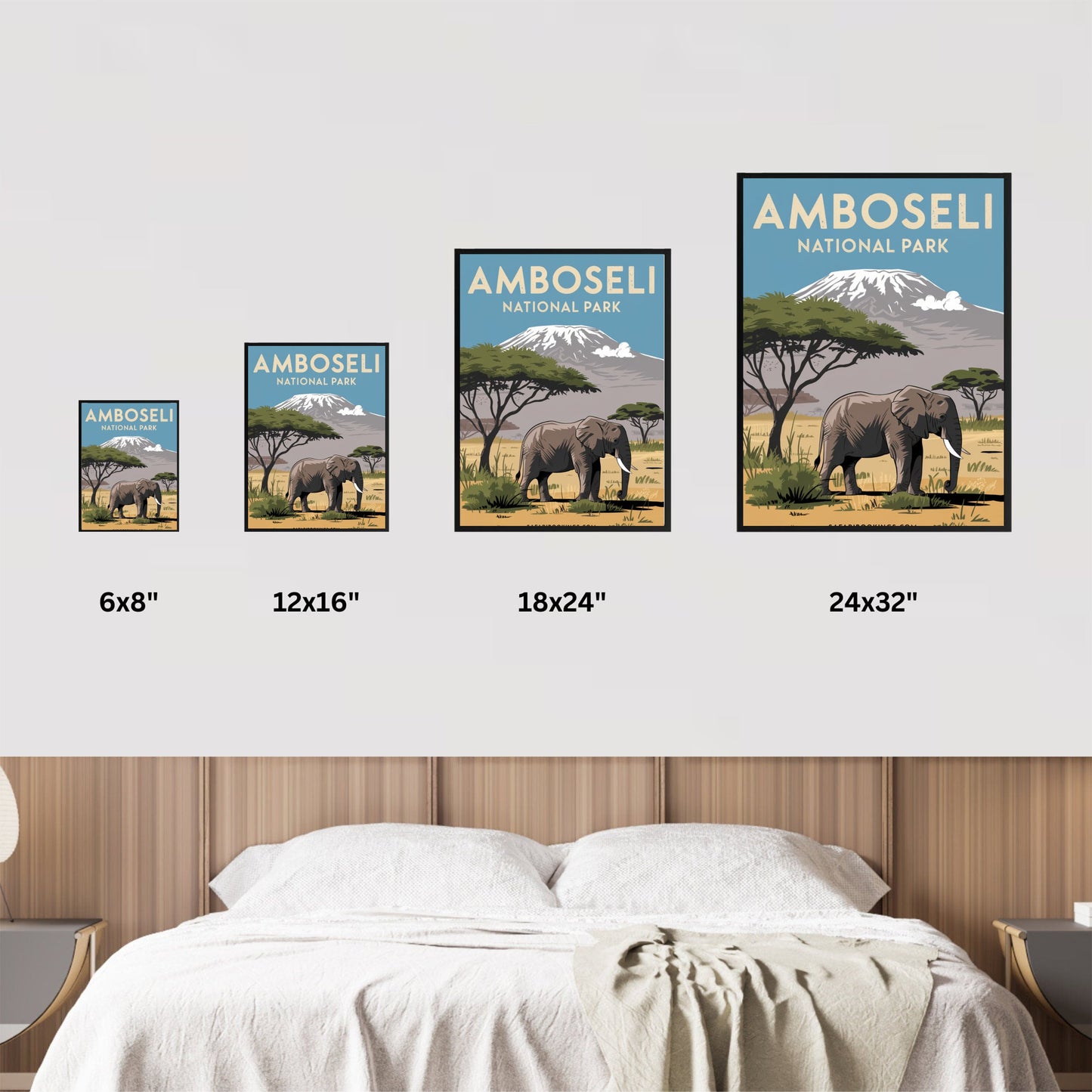 Amboseli National Park Vintage Travel Poster - Majestic Landscapes