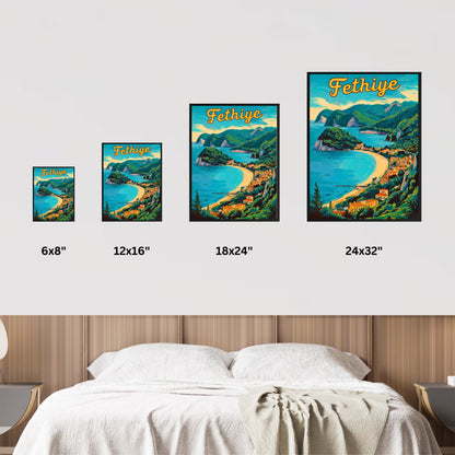 Fethiye Vintage Travel Poster - Captivating Turkey Coast View