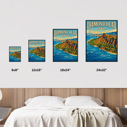 Diamond Head Vintage Travel Poster - Hawaii