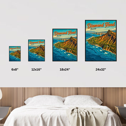 Diamond Head Vintage Travel Poster - Majesty of Hawaii