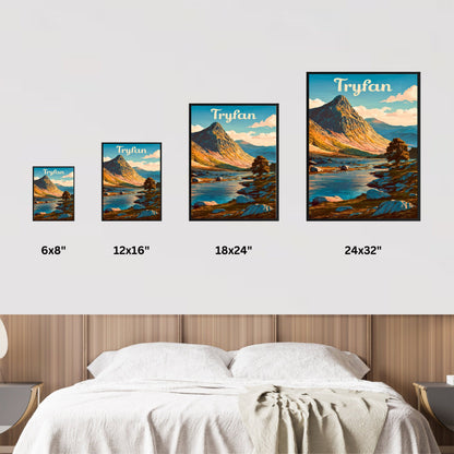 Tryfan Vintage Travel Poster - Iconic View of Snowdonia Landscape North Wales