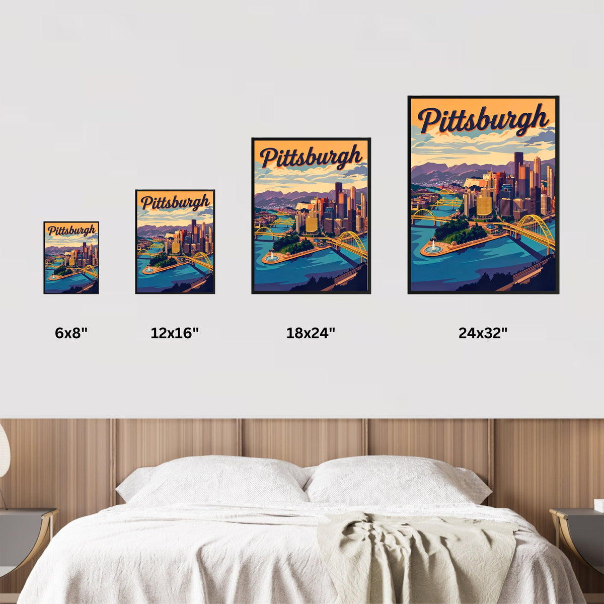 Pittsburgh Vintage Travel Poster- Bridges