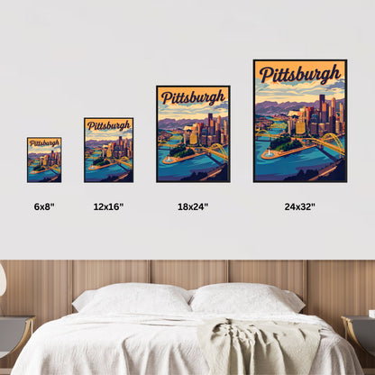 Pittsburgh Vintage Travel Poster- Bridges