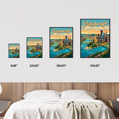 Pittsburgh Vintage Travel Poster- Iconic Bridges