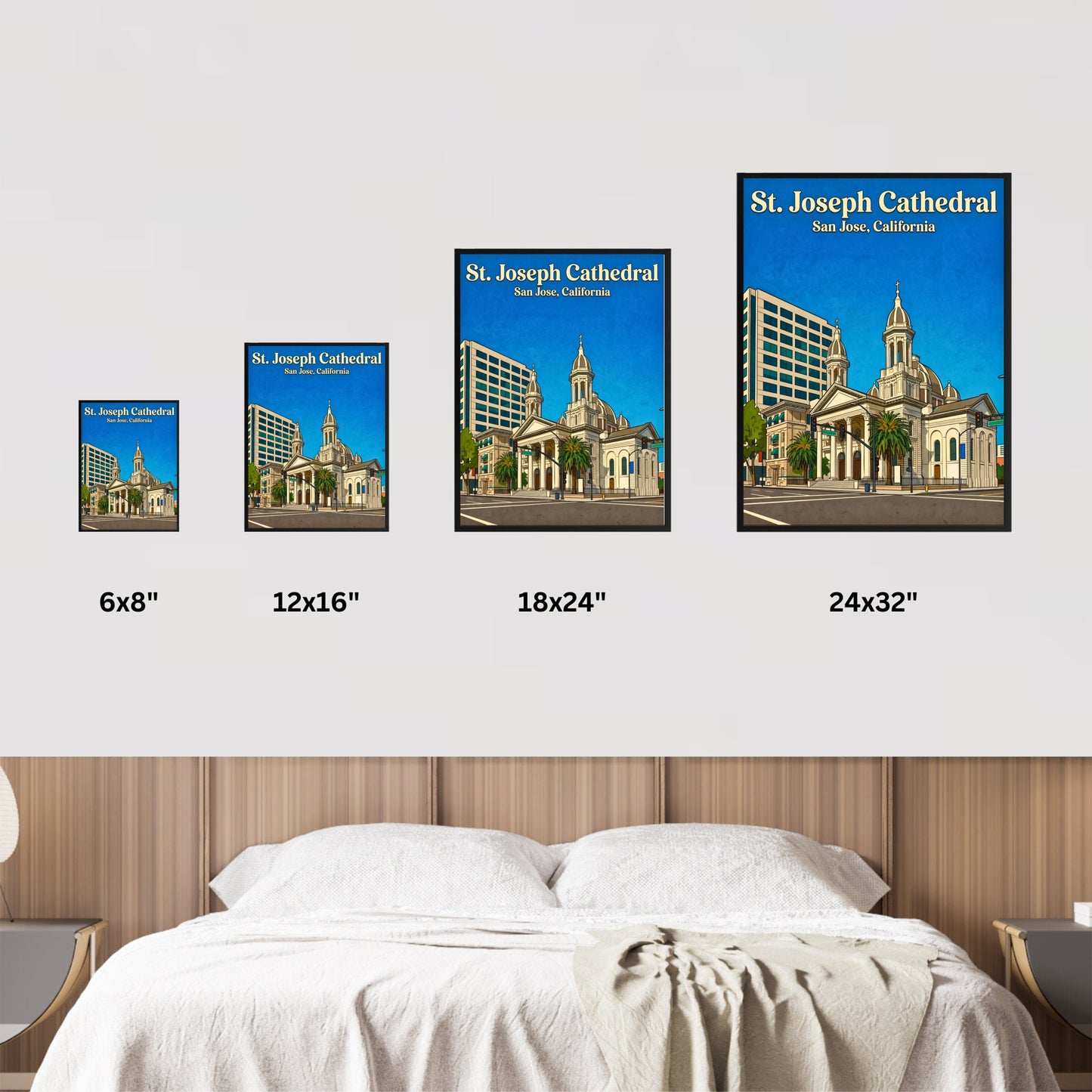 St. Joseph Cathedral Basilica Vintage Travel Poster -  California