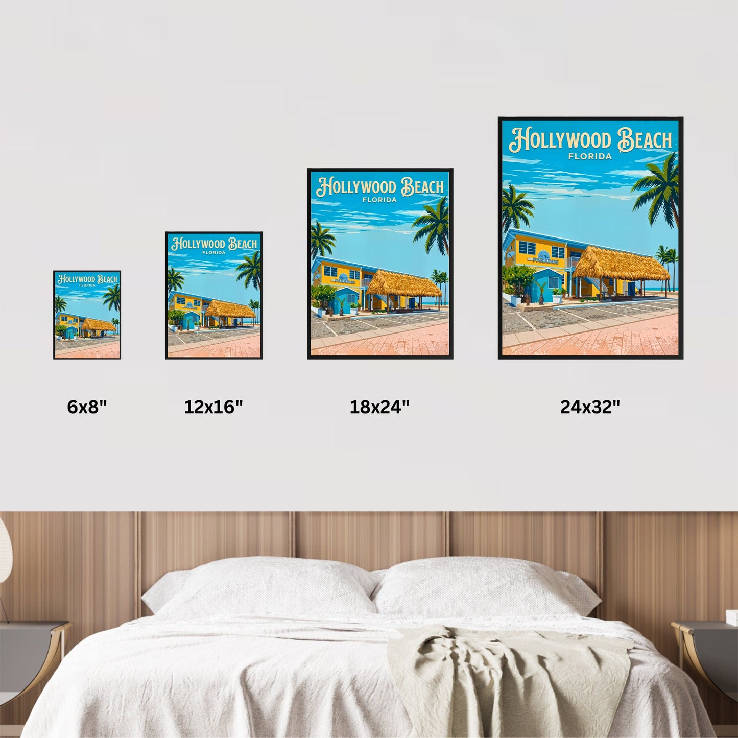 Hollywood Beach Vintage Travel Poster - Florida Beach Hotel