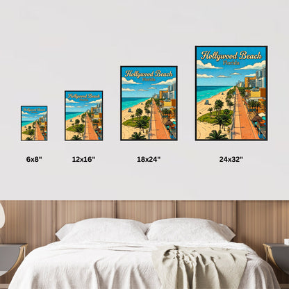 Hollywood Beach Vintage Travel Poster - Seaside Escape