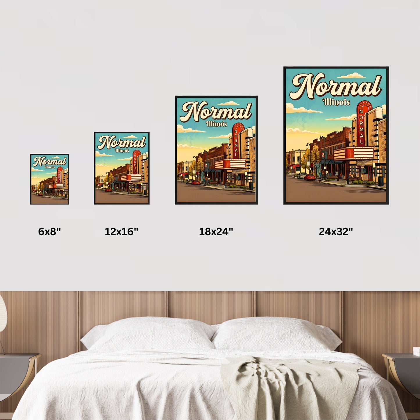 Normal, Illinois Vintage Travel Poster - Golden Afternoon Street View