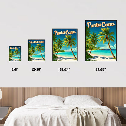 Punta Cana Vintage Travel Poster - Island Paradise in Dominican Republic