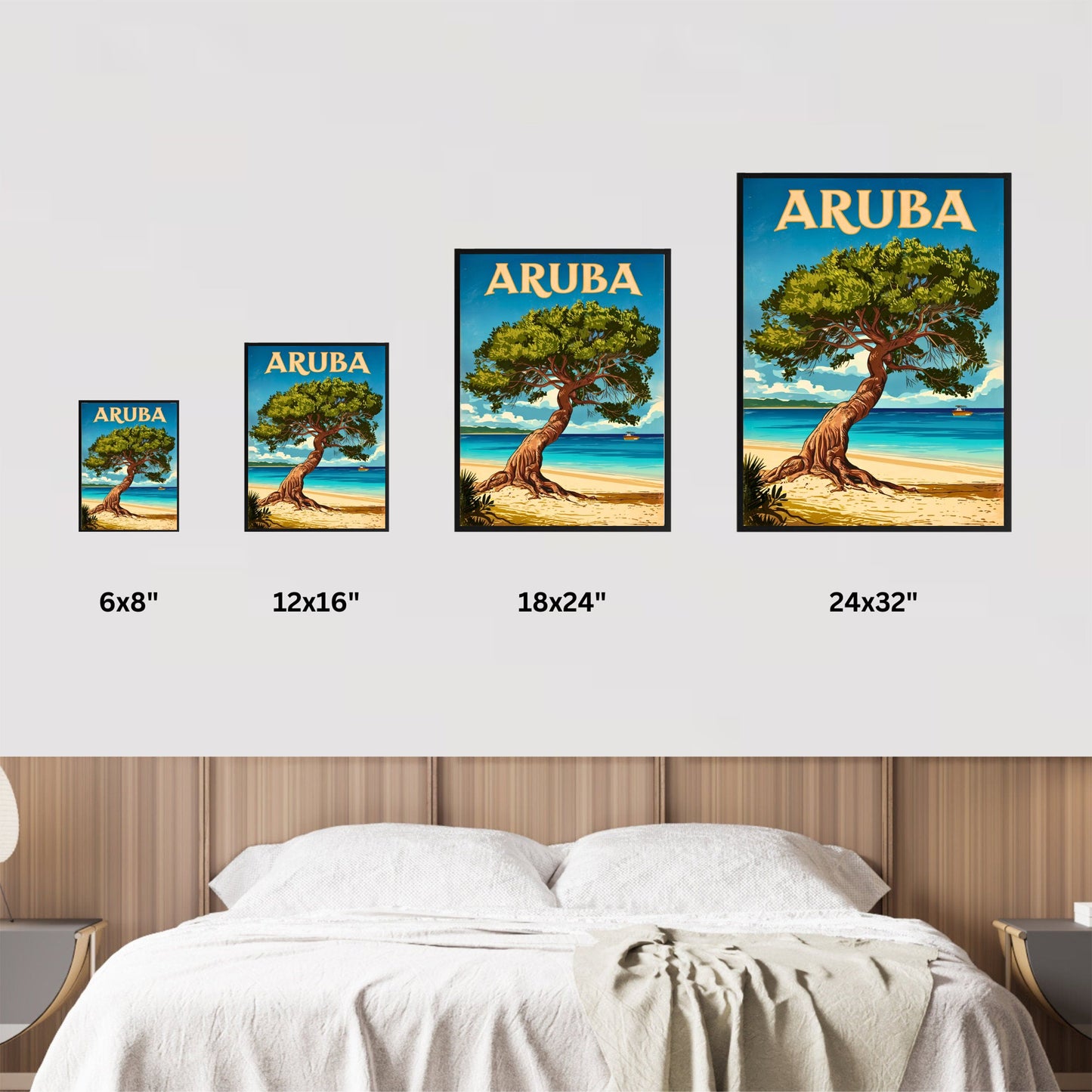 Aruba Vintage Travel Poster - Tropical Paradise in Caribbean Island