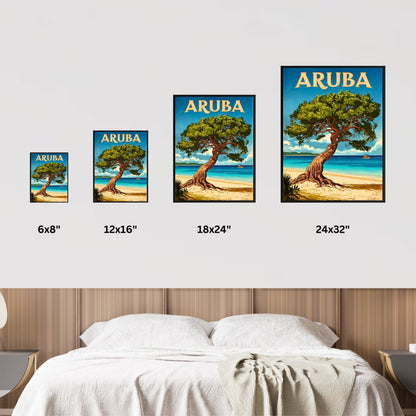 Aruba Vintage Travel Poster - Tropical Paradise in Caribbean Island