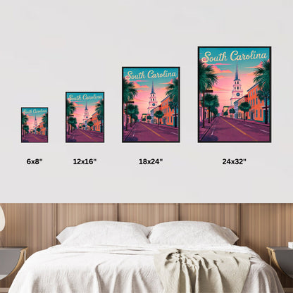 South Carolina Vintage Travel Poster  - Lowcountry Escape