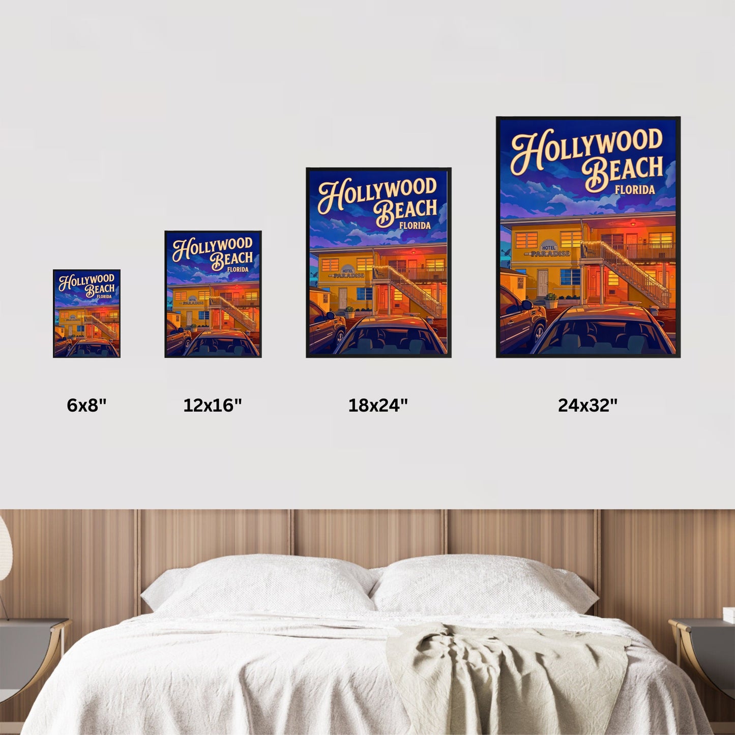 Hollywood Beach Vintage Travel Poster - Florida Beach Hotel