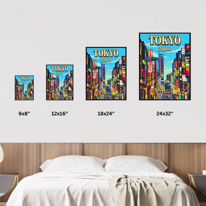 Tokyo Vintage Travel Poster - Night Signs