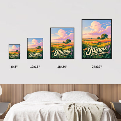 Illinois Vintage Travel Poster - Captivating Fields