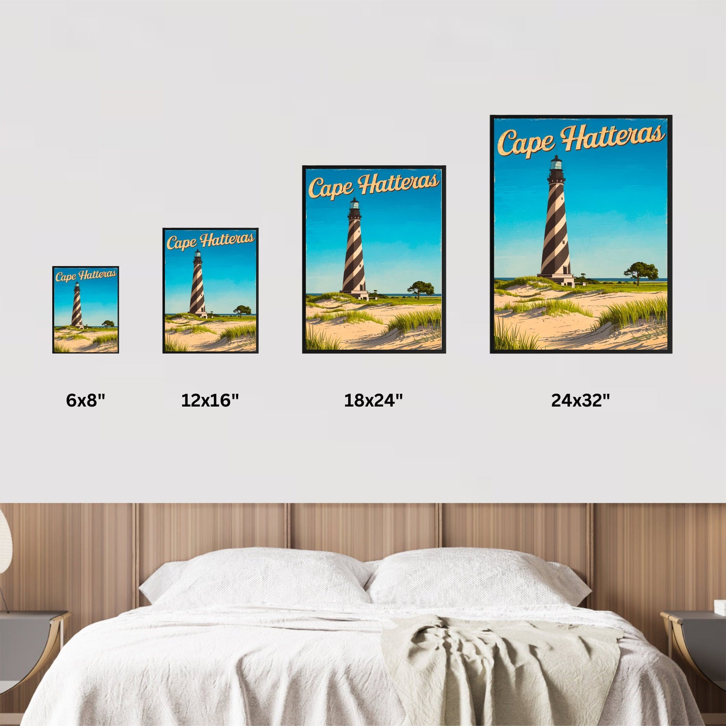 Cape Hatteras Vintage Travel Poster - Iconic Lighthouse Landmark