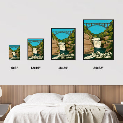 Letchworth State Park Vintage Travel Poster - Captivating Waterfalls of New York