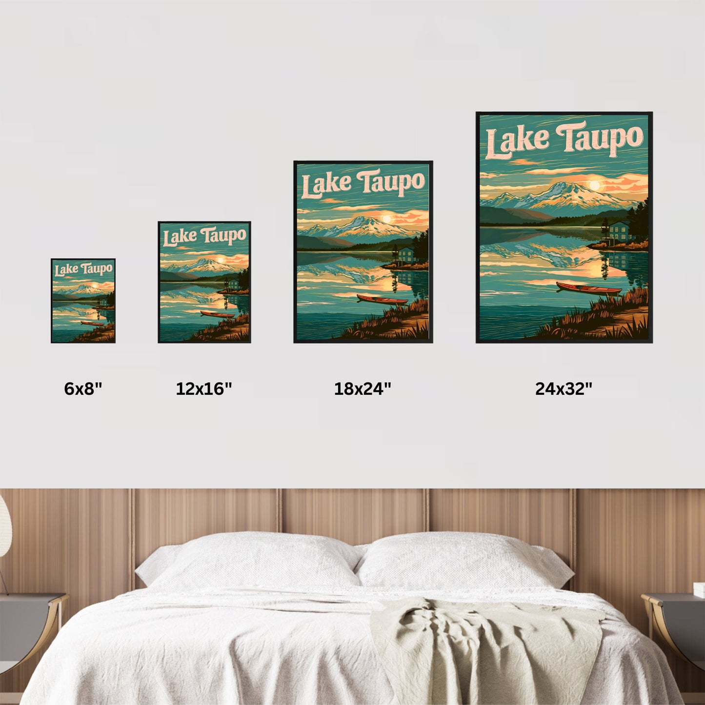 Lake Taupo Vintage Travel Poster