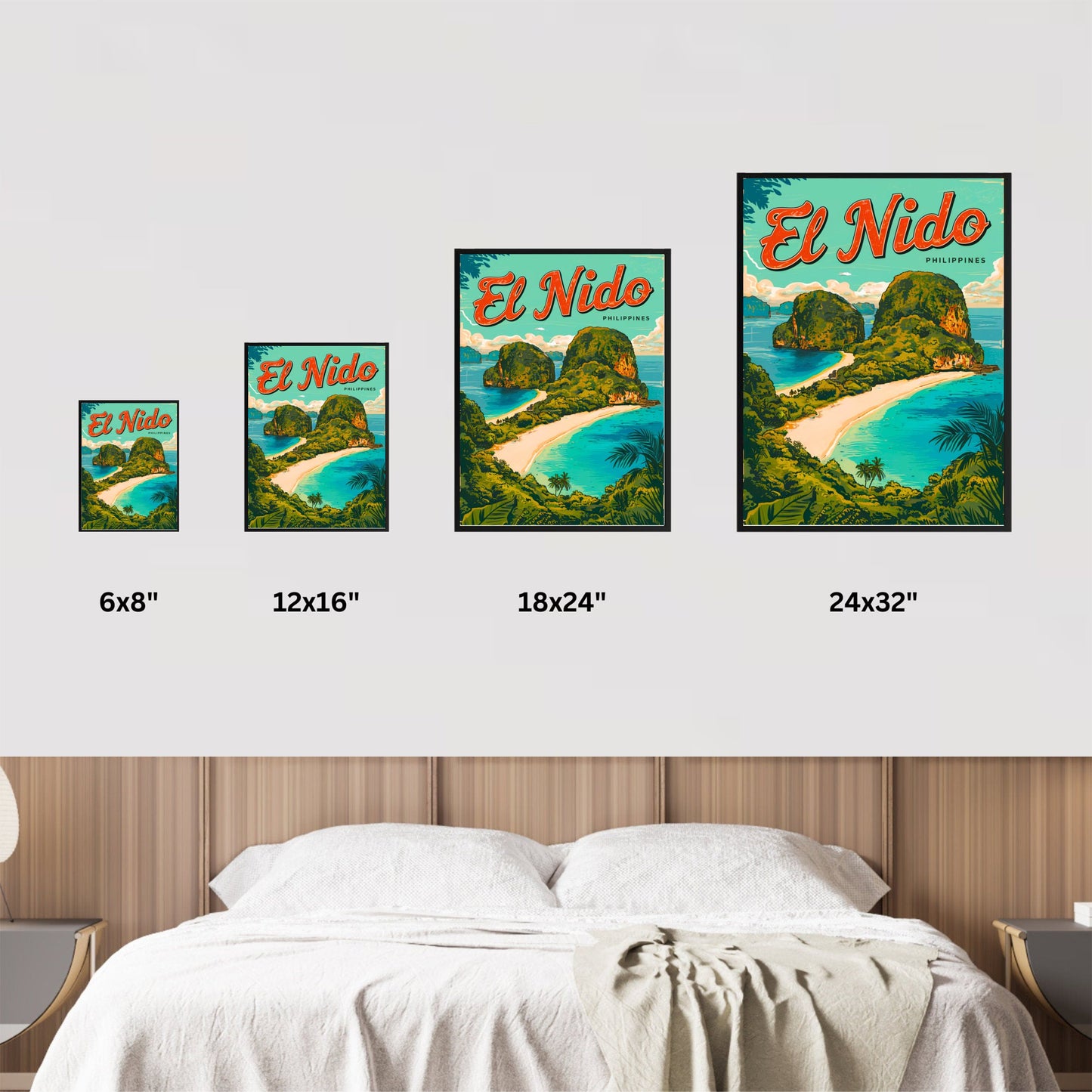 El Nido Vintage Travel Poster - Mountain Views