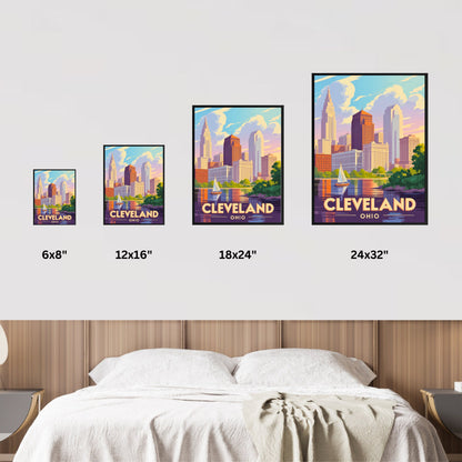 Cleveland Vintage Travel Poster - Captivating City Skyscrapers View