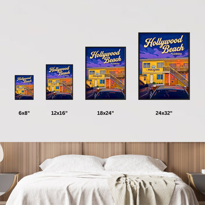 Hollywood Beach Vintage Travel Poster - Beachside Retreat