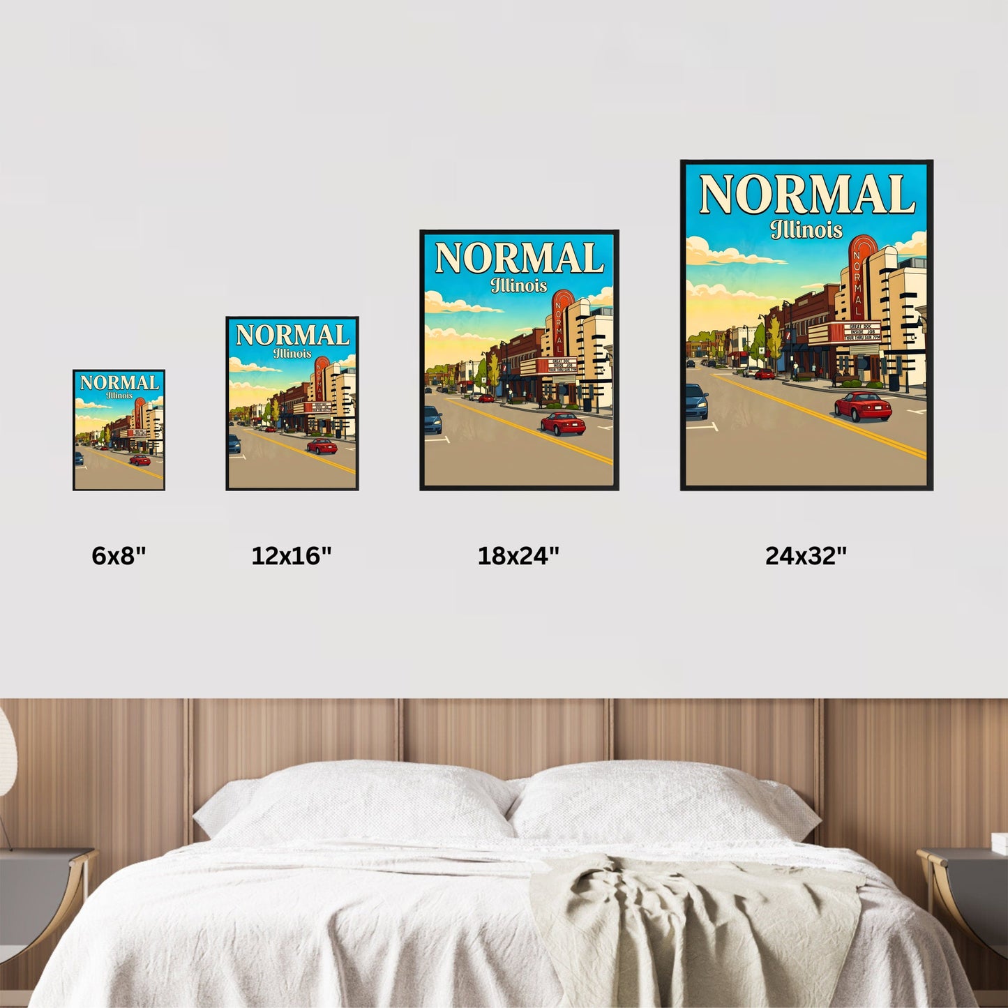 Normal, Illinois Vintage Travel Poster - Middle of the Day Street View