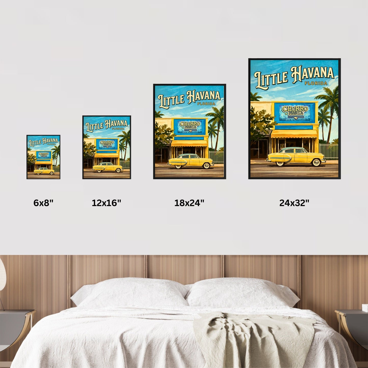 Little Havana Vintage Travel Poster -  Vintage Car in Miami, Florida