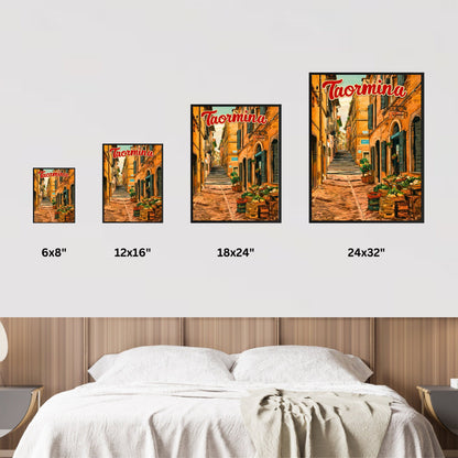 Taormina Vintage Travel Poster - Town Street Charm
