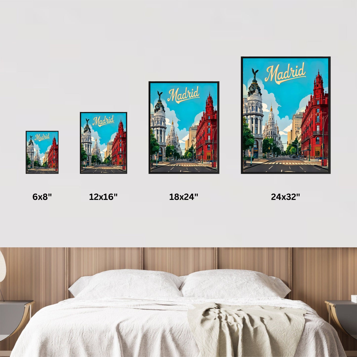 Madrid Vintage Travel Poster - Enchanting street view of Spain's capital