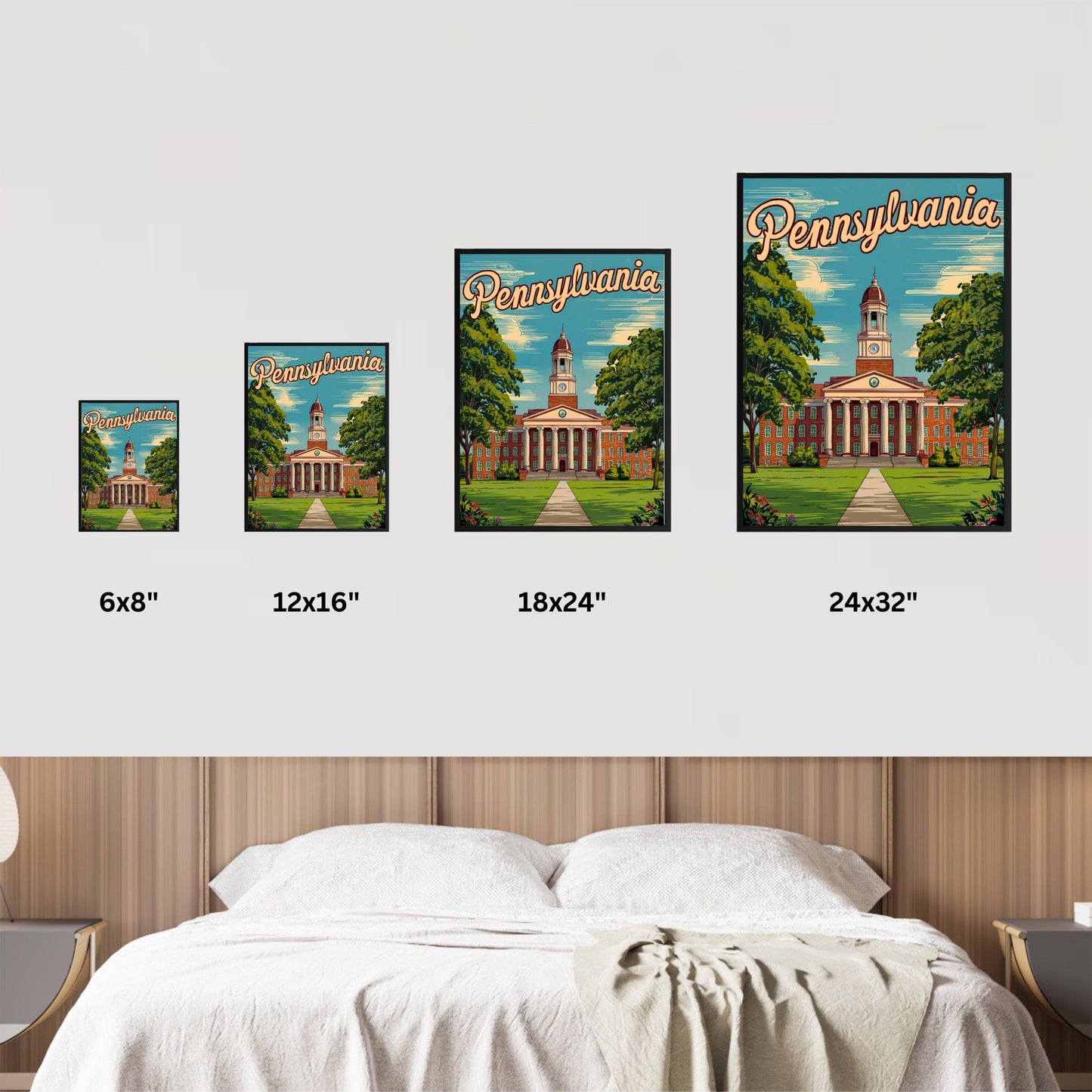 Pennsylvania, State College Vintage Travel Poster
