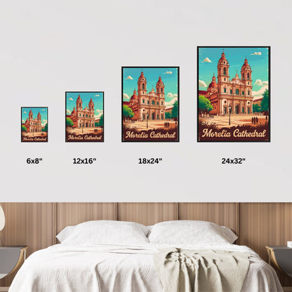 Morelia Cathedral Vintage Travel Poster - Sacred Sanctuary