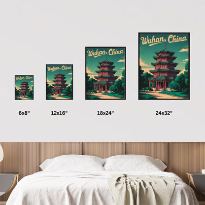 Wuhan Vintage Travel Poster - Modern Architectural Wonders