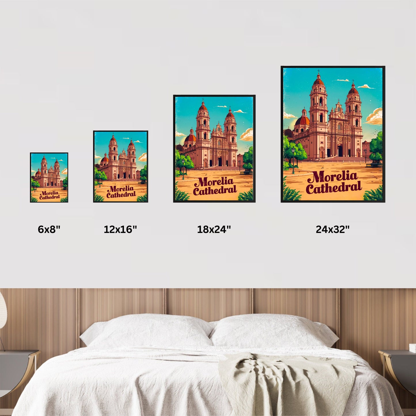 Morelia Cathedral Vintage Travel Poster
