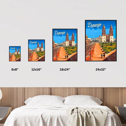 Durango, Mexico Vintage Travel Poster - Timeless Cathedral Views