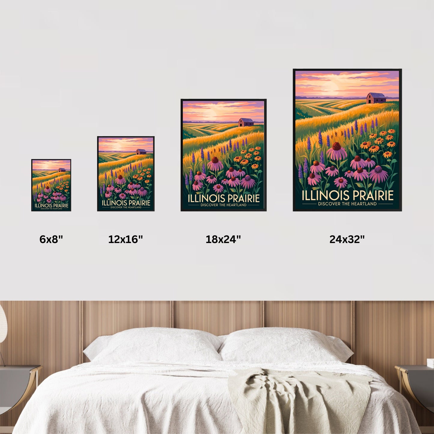 Illinois Vintage Travel Poster -  Sunlit Prairies
