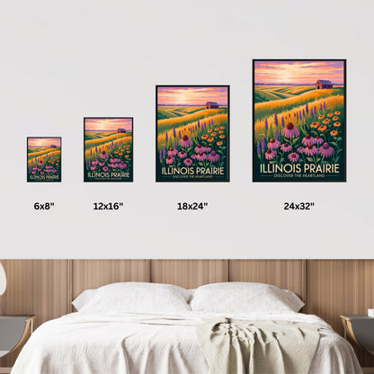 Illinois Vintage Travel Poster -  Sunlit Prairies