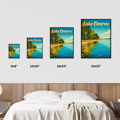 Lake Conroe Vintage Travel Poster