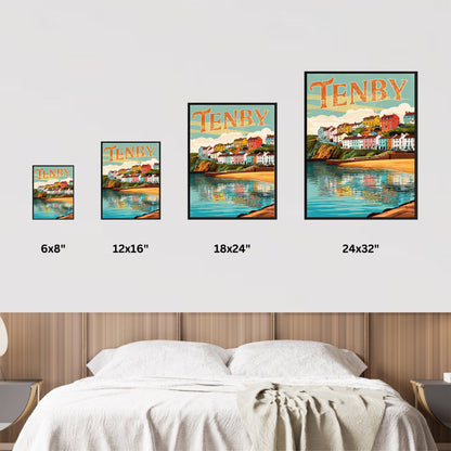 Tenby Vintage Travel Poster - England Iconic Coastal Village