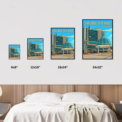 San Jose City Hall Vintage Travel Poster - Modern Civic Dream