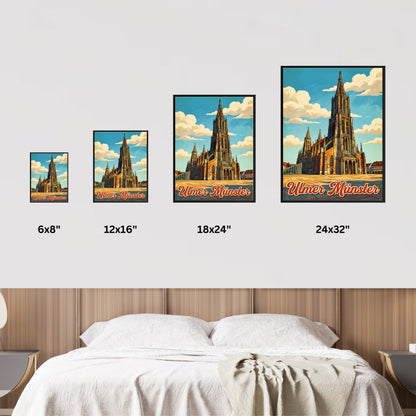 Ulmer Münster Vintage Travel Poster - Ulm’s Soaring Spire